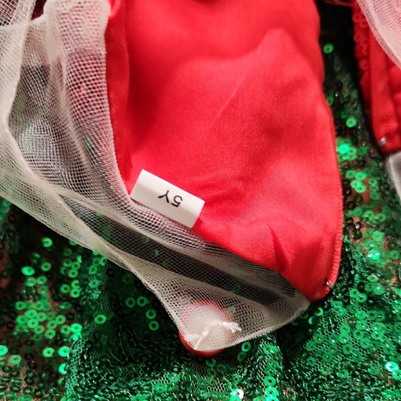 Festive Red and Green Sequin Kids Costume - Picture 3 of 5